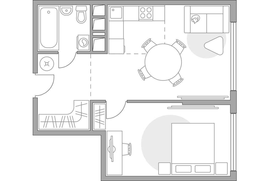 2-BD Apartment Sale, 47.4 sq. m. at Brigantina, Parkovaya ulitsa, 50к1, Dolgoprudny, Moscow Region, Russia #1