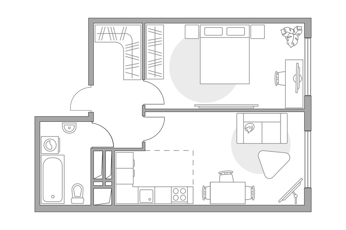 2-BD Apartment Sale, 43.2 sq. m. at Brigantina, Parkovaya ulitsa, 50к1, Dolgoprudny, Moscow Region, Russia #1