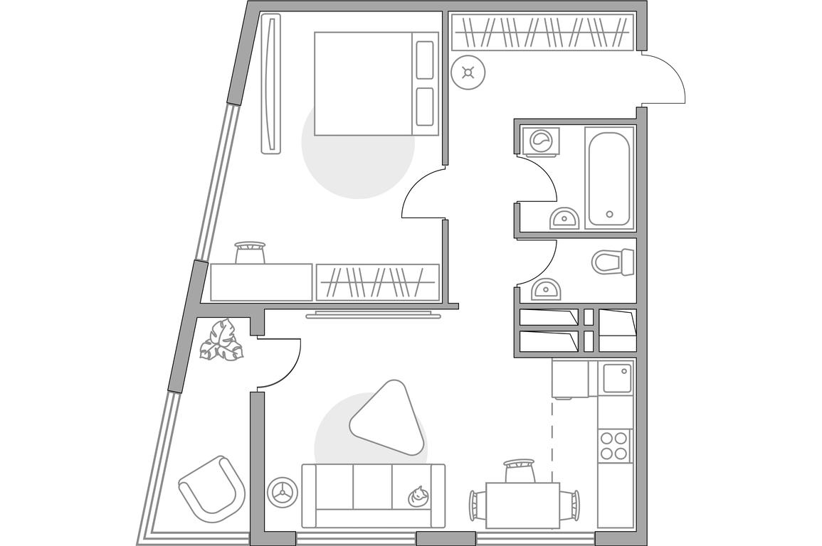 2-BD Apartment Sale, 49.2 sq. m. at Brigantina, Parkovaya ulitsa, 50к1, Dolgoprudny, Moscow Region, Russia #1