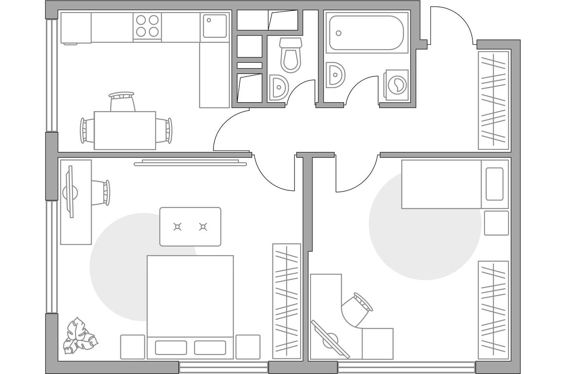 2-BD Apartment Sale, 60 sq. m. at Brigantina, Parkovaya ulitsa, 50к1, Dolgoprudny, Moscow Region, Russia #1