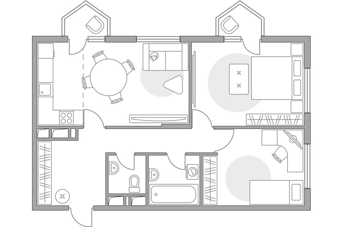 3-BD Apartment Sale, 71.4 sq. m. at Brigantina, Parkovaya ulitsa, 50к1, Dolgoprudny, Moscow Region, Russia #1