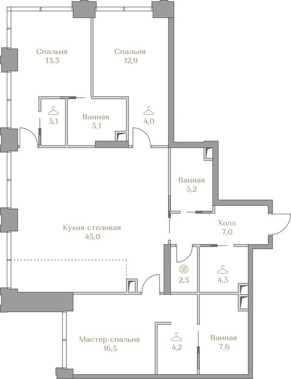 3-BD Apartment Sale, 132.7 sq. m. at Luzhniki Collection, Luzhnetskaya Embankment, 2/4с17, Moscow, Russia #1