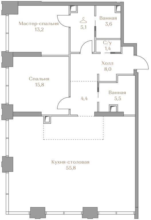 2-BD Apartment Sale, 112.8 sq. m. at Luzhniki Collection, Luzhnetskaya Embankment, 2/4с17, Moscow, Russia #1