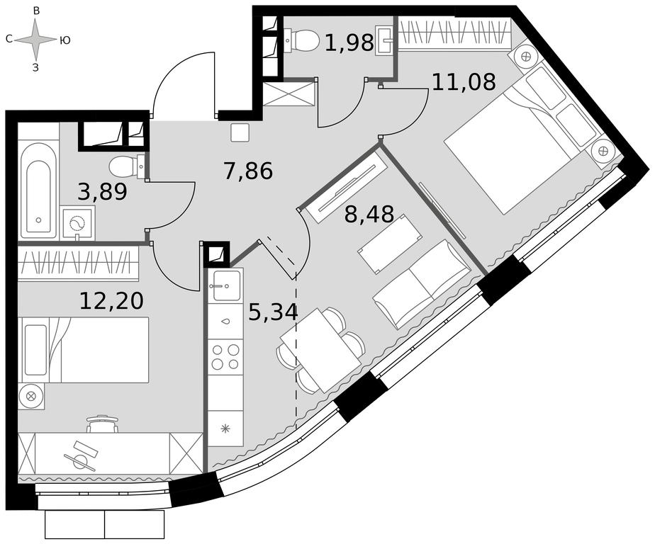 3-BD Apartment Sale, 50.83 sq. m. at Dvizhenie. Govorovo, Центральная улица, 47, деревня Говорово, поселение Московский, Москва, Россия #1