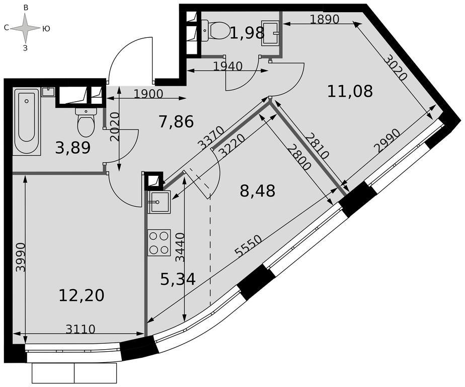 3-BD Apartment Sale, 50.83 sq. m. at Dvizhenie. Govorovo, Центральная улица, 47, деревня Говорово, поселение Московский, Москва, Россия #2