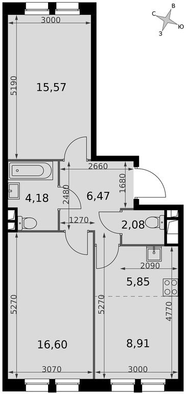 3-BD Apartment Sale, 59.66 sq. m. at Dvizhenie. Govorovo, Центральная улица, 47, деревня Говорово, поселение Московский, Москва, Россия #2