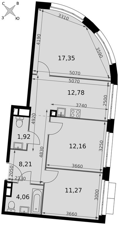 3-BD Apartment Sale, 67.75 sq. m. at Dvizhenie. Govorovo, Центральная улица, 47, деревня Говорово, поселение Московский, Москва, Россия #2