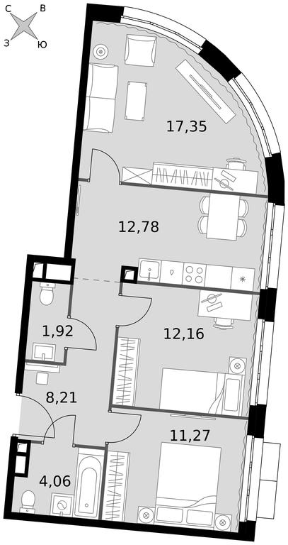 3-BD Apartment Sale, 67.75 sq. m. at Dvizhenie. Govorovo, Центральная улица, 47, деревня Говорово, поселение Московский, Москва, Россия #1