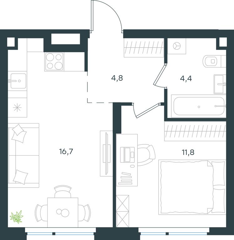 Apartment Sale, 37.7平方米 at Gorod V lesu, Gorod V Lesu Residential Complex, Village of Otradnoye, Krasnogorsk Urban District, Moscow Region, Russia #1