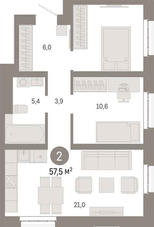 2-BD Apartment Sale, 57.5 sq. m. at Kvartal Metronom, Tagilskaya Street, Moscow, Russia #1 2-BD Apartment Sale, 57.5 sq. m. at Kvartal Metronom, Tagilskaya Street, Moscow, Russia #1