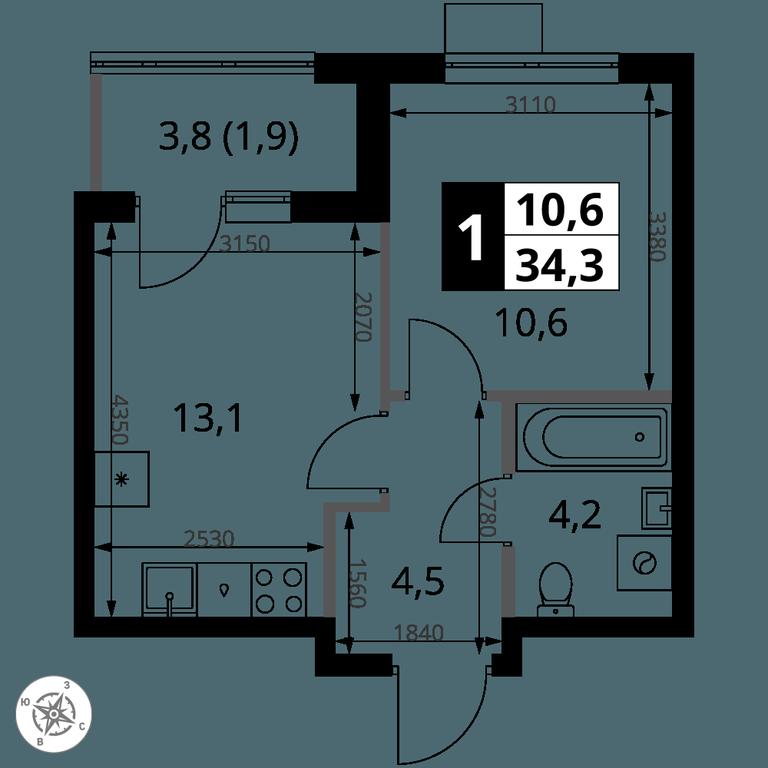 1-BD Apartment Sale, 34.3 sq. m. at 1 Yasenevskij, Kvartal № 24, Mosrentgen Settlement, Moscow, Russia #1 1-BD Apartment Sale, 34.3 sq. m. at 1 Yasenevskij, Kvartal № 24, Mosrentgen Settlement, Moscow, Russia #1
