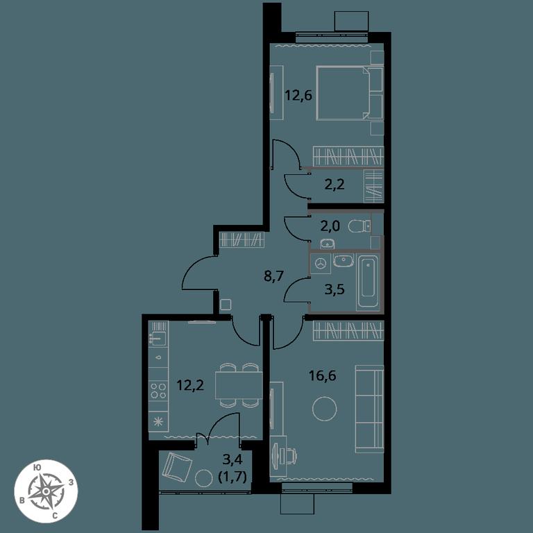 2-BD Apartment Sale, 59.5 sq. m. at Pervy Yuzhny, zhiloy kompleks Pervy Yuzhny, Leninskiy City District, Moscow Region, Russia #1 2-BD Apartment Sale, 59.5 sq. m. at Pervy Yuzhny, zhiloy kompleks Pervy Yuzhny, Leninskiy City District, Moscow Region, Russia #1