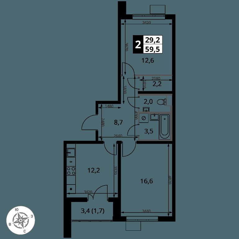 2-BD Apartment Sale, 59.5 sq. m. at Pervy Yuzhny, zhiloy kompleks Pervy Yuzhny, Leninskiy City District, Moscow Region, Russia #2 2-BD Apartment Sale, 59.5 sq. m. at Pervy Yuzhny, zhiloy kompleks Pervy Yuzhny, Leninskiy City District, Moscow Region, Russia #2