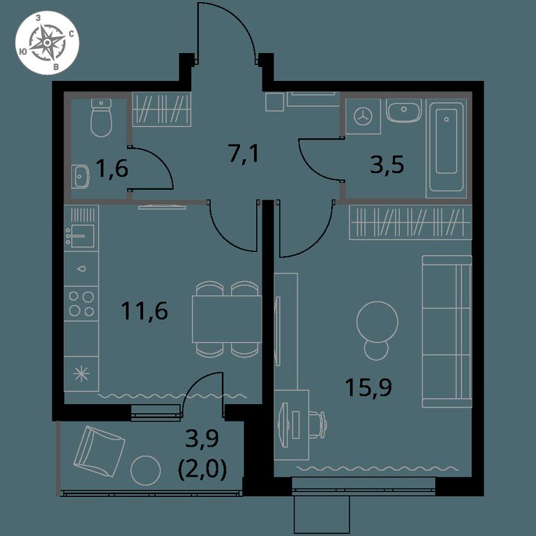 1-BD Apartment Sale, 41.7 sq. m. at Pervy Yuzhny, zhiloy kompleks Pervy Yuzhny, Leninskiy City District, Moscow Region, Russia #1 1-BD Apartment Sale, 41.7 sq. m. at Pervy Yuzhny, zhiloy kompleks Pervy Yuzhny, Leninskiy City District, Moscow Region, Russia #1
