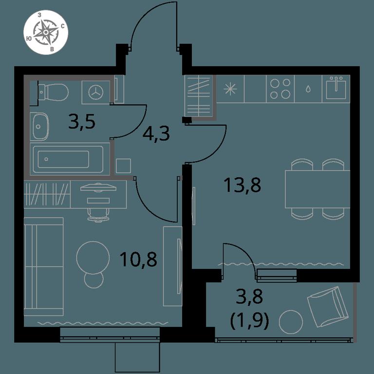 1-BD Apartment Sale, 34.3 sq. m. at Pervy Yuzhny, zhiloy kompleks Pervy Yuzhny, Leninskiy City District, Moscow Region, Russia #1 1-BD Apartment Sale, 34.3 sq. m. at Pervy Yuzhny, zhiloy kompleks Pervy Yuzhny, Leninskiy City District, Moscow Region, Russia #1