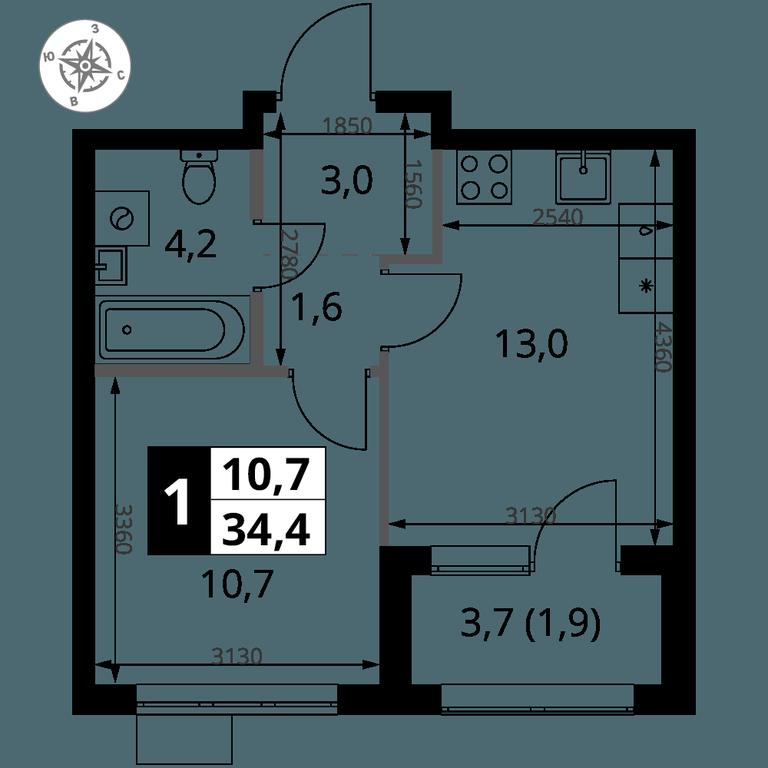 1-BD Apartment Sale, 34.4 sq. m. at 1 Yasenevskij, Kvartal № 24, Mosrentgen Settlement, Moscow, Russia #1 1-BD Apartment Sale, 34.4 sq. m. at 1 Yasenevskij, Kvartal № 24, Mosrentgen Settlement, Moscow, Russia #1