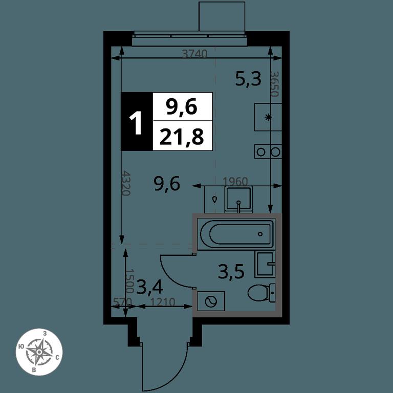 Apartment Sale, 21.8 sq. m. at 1 Yasenevskij, Kvartal № 24, Mosrentgen Settlement, Moscow, Russia #1