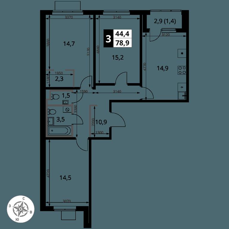3-BD Apartment Sale, 78.9 sq. m. at 1 Yasenevskij, Kvartal № 24, Mosrentgen Settlement, Moscow, Russia #1 3-BD Apartment Sale, 78.9 sq. m. at 1 Yasenevskij, Kvartal № 24, Mosrentgen Settlement, Moscow, Russia #1