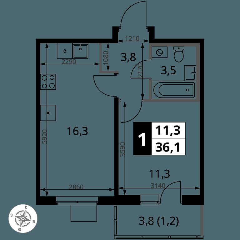 1-BD Apartment Sale, 36.1 sq. m. at 1 Yasenevskij, Kvartal № 24, Mosrentgen Settlement, Moscow, Russia #1 1-BD Apartment Sale, 36.1 sq. m. at 1 Yasenevskij, Kvartal № 24, Mosrentgen Settlement, Moscow, Russia #1