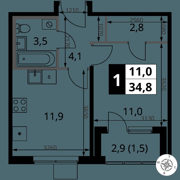 1-BD Apartment Sale, 34.8 sq. m. at 1 Yasenevskij, Kvartal № 24, Mosrentgen Settlement, Moscow, Russia #1 1-BD Apartment Sale, 34.8 sq. m. at 1 Yasenevskij, Kvartal № 24, Mosrentgen Settlement, Moscow, Russia #1