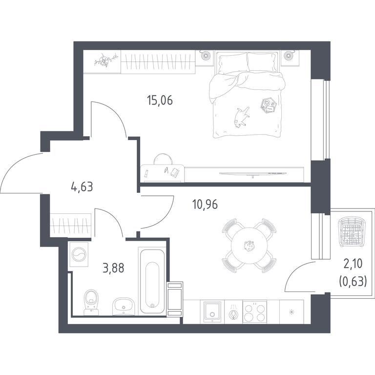 Apartment Sale, 34.9 sq. m. at Tomilino Park, 1-y kvartal, posyolok Zhilino-1, Lubertsy City District, Moscow Region, Russia #1 Apartment Sale, 34.9 sq. m. at Tomilino Park, 1-y kvartal, posyolok Zhilino-1, Lubertsy City District, Moscow Region, Russia #1