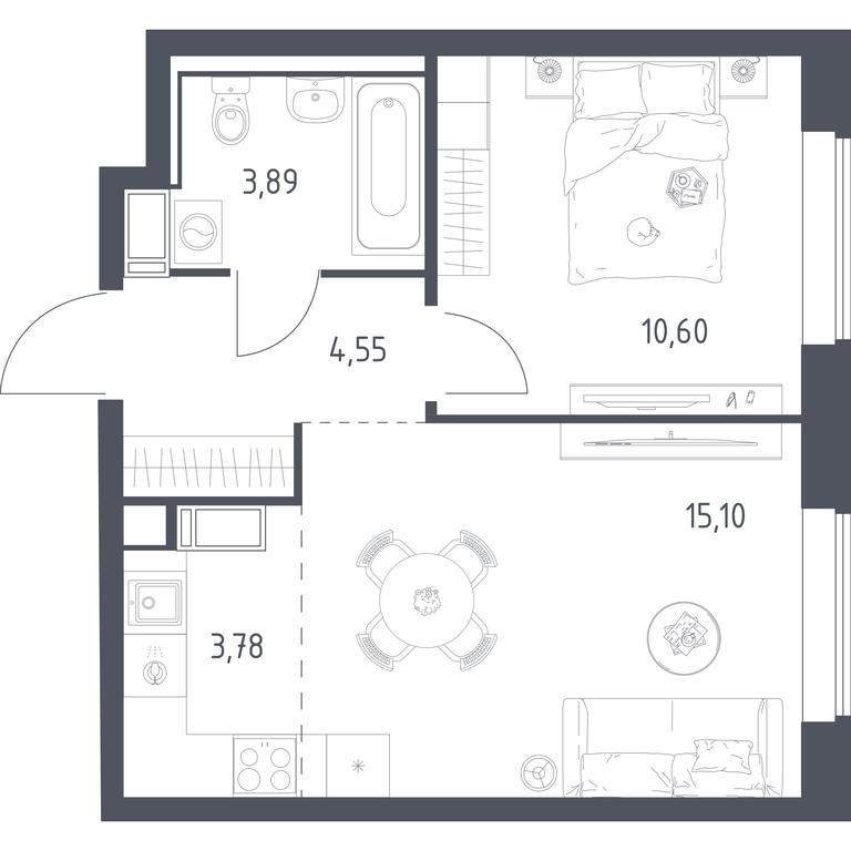 Apartment Sale, 37.7平方米 at Tomilino Park, 1-y kvartal, posyolok Zhilino-1, Lubertsy City District, Moscow Region, Russia #1 Apartment Sale, 37.7平方米 at Tomilino Park, 1-y kvartal, posyolok Zhilino-1, Lubertsy City District, Moscow Region, Russia #1