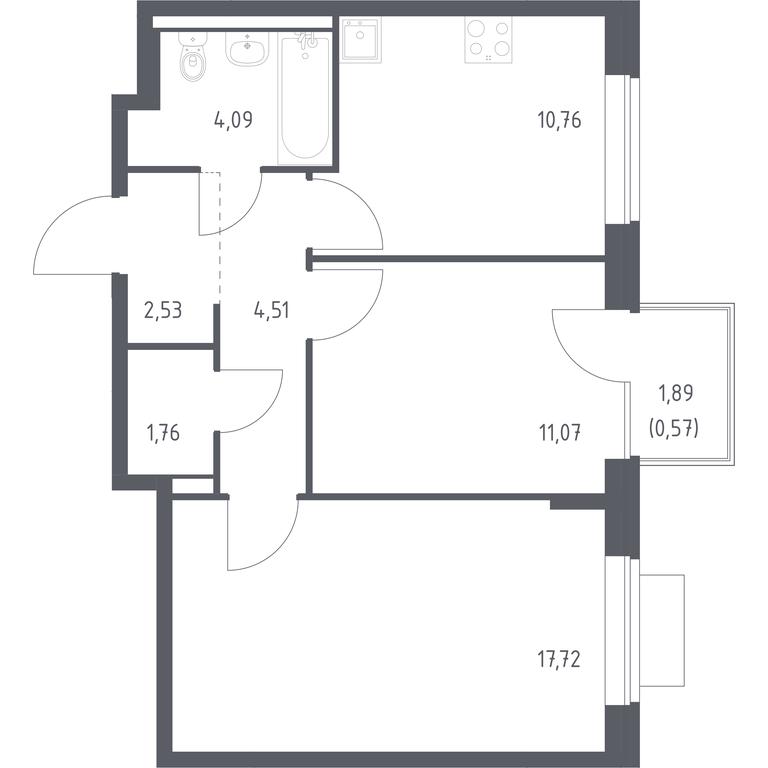 1-BD Apartment Sale, 53.01 sq. m. at Novoe Vidnoe, Kalinovka Village, Leninskiy City District, Moscow Region, Russia #1 1-BD Apartment Sale, 53.01 sq. m. at Novoe Vidnoe, Kalinovka Village, Leninskiy City District, Moscow Region, Russia #1