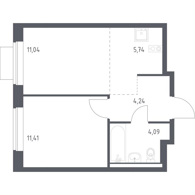 Apartment Sale, 36.52平方米 at Novoe Vidnoe, Kalinovka Village, Leninskiy City District, Moscow Region, Russia #1