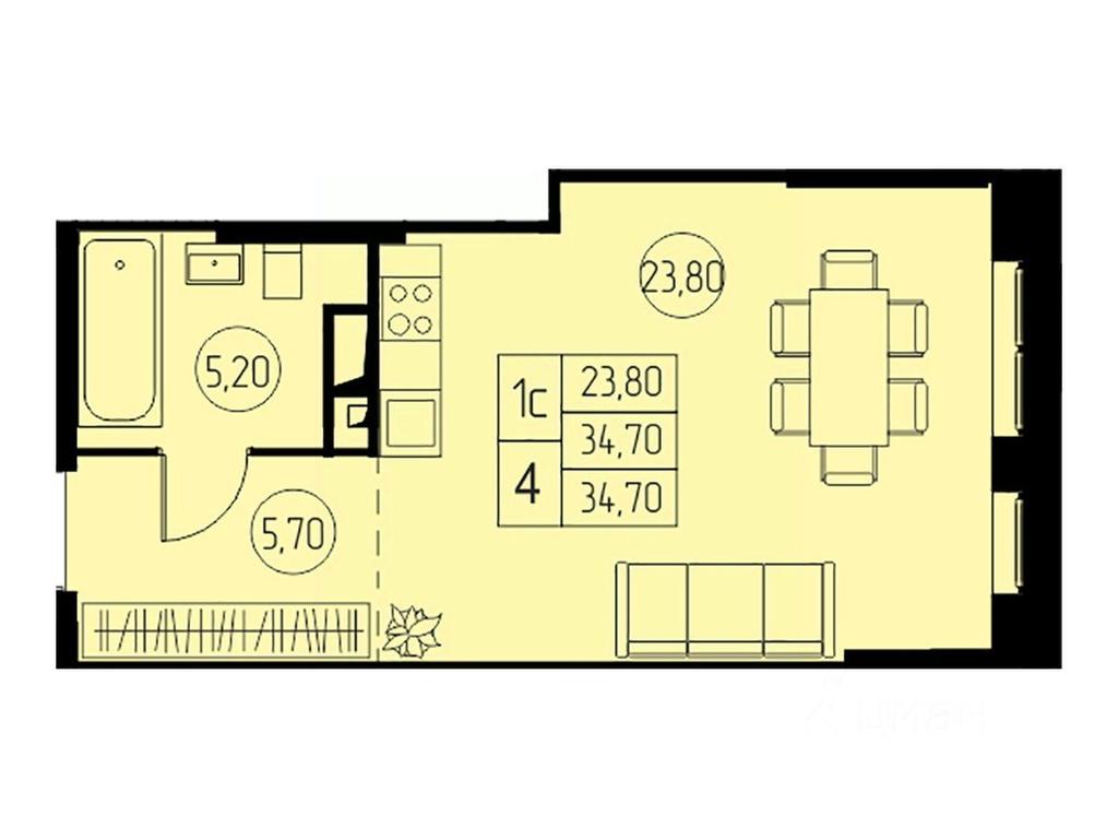 Apartment Sale, 34.7平方米 at 31 kvartal, Naberezhnaya ulitsa, Pushkino, Moscow Region, Russia #1 Apartment Sale, 34.7平方米 at 31 kvartal, Naberezhnaya ulitsa, Pushkino, Moscow Region, Russia #1