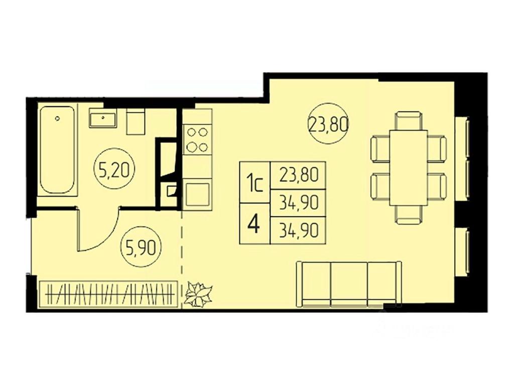 Apartment Sale, 34.9 sq. m. at 31 kvartal, Naberezhnaya ulitsa, Pushkino, Moscow Region, Russia #1