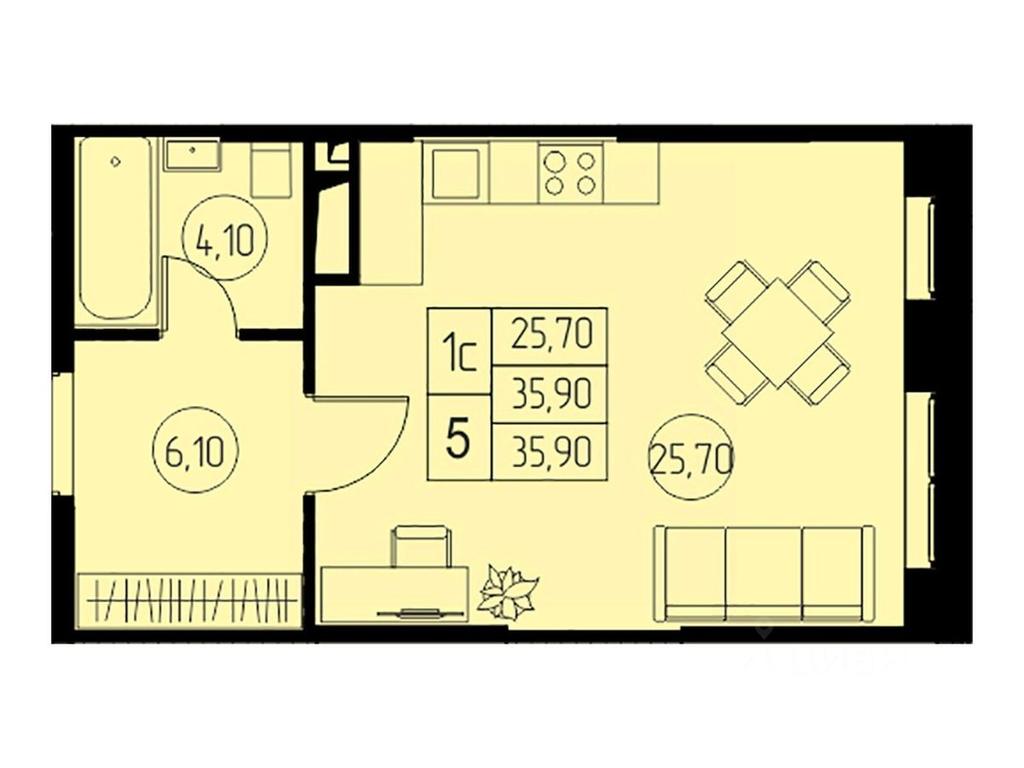 Apartment Sale, 35.9 sq. m. at 31 kvartal, Naberezhnaya ulitsa, Pushkino, Moscow Region, Russia #1