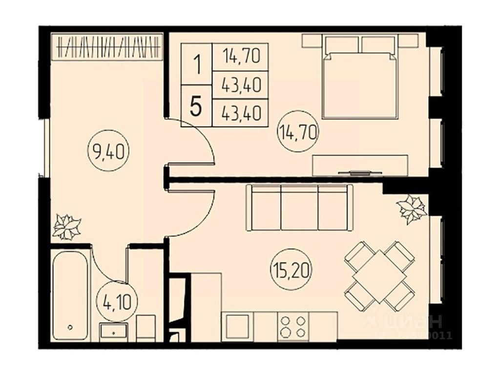 Apartment Sale, 43.4 sq. m. at 31 kvartal, Naberezhnaya ulitsa, Pushkino, Moscow Region, Russia #1