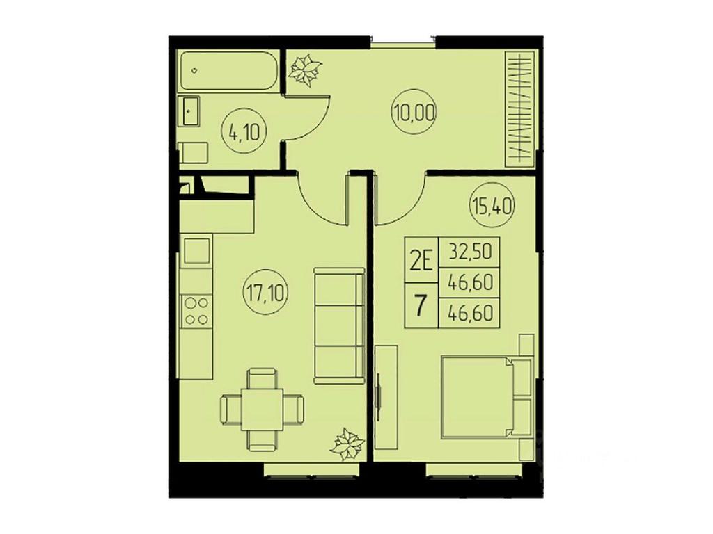 1-BD Apartment Sale, 46.6平方米 at 31 kvartal, Naberezhnaya ulitsa, Pushkino, Moscow Region, Russia #1