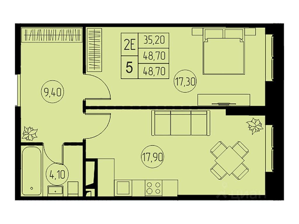 1-BD Apartment Sale, 48.7 sq. m. at 31 kvartal, Naberezhnaya ulitsa, Pushkino, Moscow Region, Russia #1