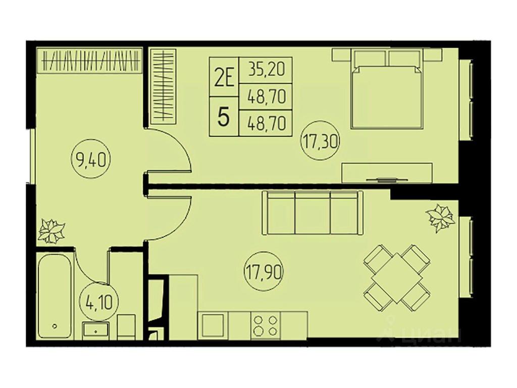 1-BD Apartment Sale, 48.7平方米 at 31 kvartal, Naberezhnaya ulitsa, Pushkino, Moscow Region, Russia #1 1-BD Apartment Sale, 48.7平方米 at 31 kvartal, Naberezhnaya ulitsa, Pushkino, Moscow Region, Russia #1