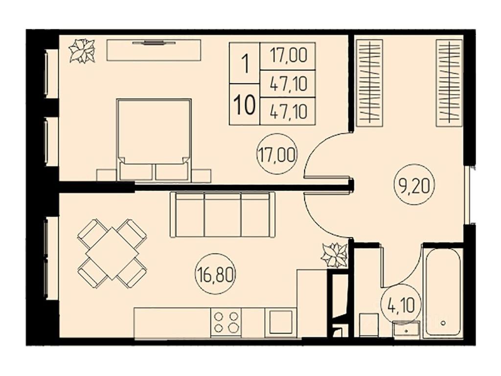 Apartment Sale, 47.1平方米 at 31 kvartal, Naberezhnaya ulitsa, Pushkino, Moscow Region, Russia #1 Apartment Sale, 47.1平方米 at 31 kvartal, Naberezhnaya ulitsa, Pushkino, Moscow Region, Russia #1