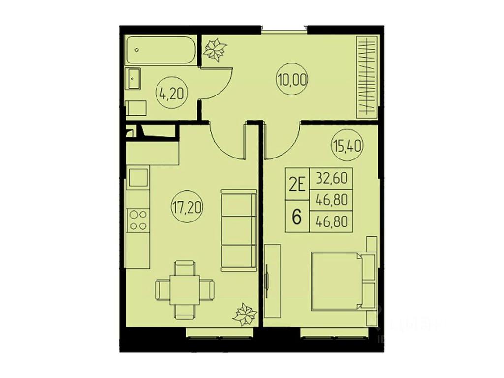 1-BD Apartment Sale, 46.8平方米 at 31 kvartal, Naberezhnaya ulitsa, Pushkino, Moscow Region, Russia #1 1-BD Apartment Sale, 46.8平方米 at 31 kvartal, Naberezhnaya ulitsa, Pushkino, Moscow Region, Russia #1