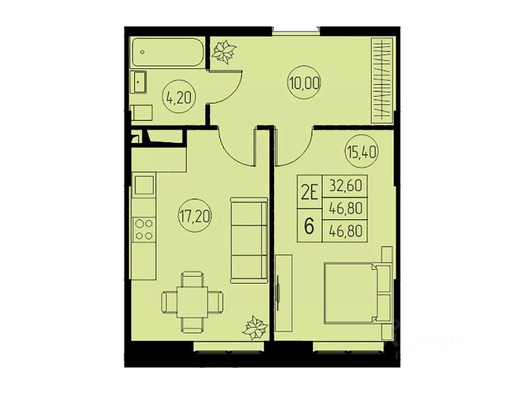 1-BD Apartment Sale, 46.8平方米 at 31 kvartal, Naberezhnaya ulitsa, Pushkino, Moscow Region, Russia #1 1-BD Apartment Sale, 46.8平方米 at 31 kvartal, Naberezhnaya ulitsa, Pushkino, Moscow Region, Russia #1
