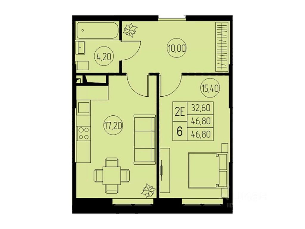 1-BD Apartment Sale, 46.8平方米 at 31 kvartal, Naberezhnaya ulitsa, Pushkino, Moscow Region, Russia #1 1-BD Apartment Sale, 46.8平方米 at 31 kvartal, Naberezhnaya ulitsa, Pushkino, Moscow Region, Russia #1