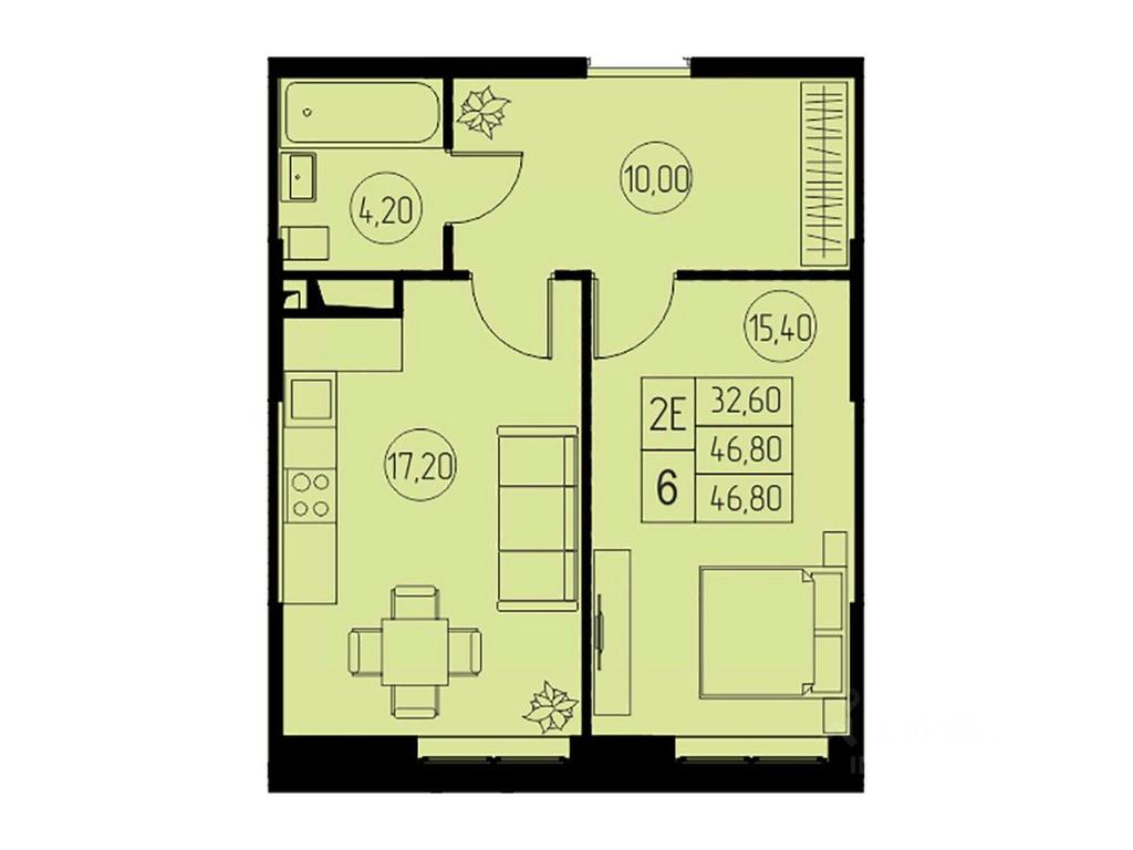 1-BD Apartment Sale, 46.8平方米 at 31 kvartal, Naberezhnaya ulitsa, Pushkino, Moscow Region, Russia #1 1-BD Apartment Sale, 46.8平方米 at 31 kvartal, Naberezhnaya ulitsa, Pushkino, Moscow Region, Russia #1