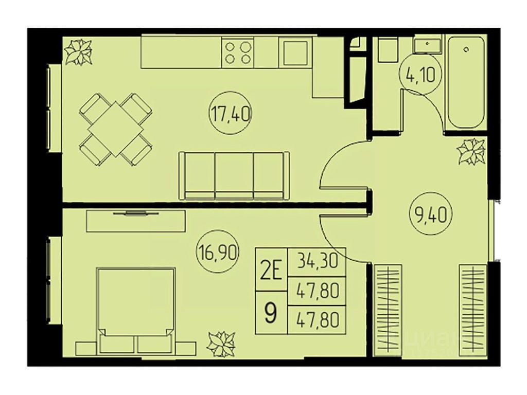1-BD Apartment Sale, 47.8平方米 at 31 kvartal, Naberezhnaya ulitsa, Pushkino, Moscow Region, Russia #1 1-BD Apartment Sale, 47.8平方米 at 31 kvartal, Naberezhnaya ulitsa, Pushkino, Moscow Region, Russia #1