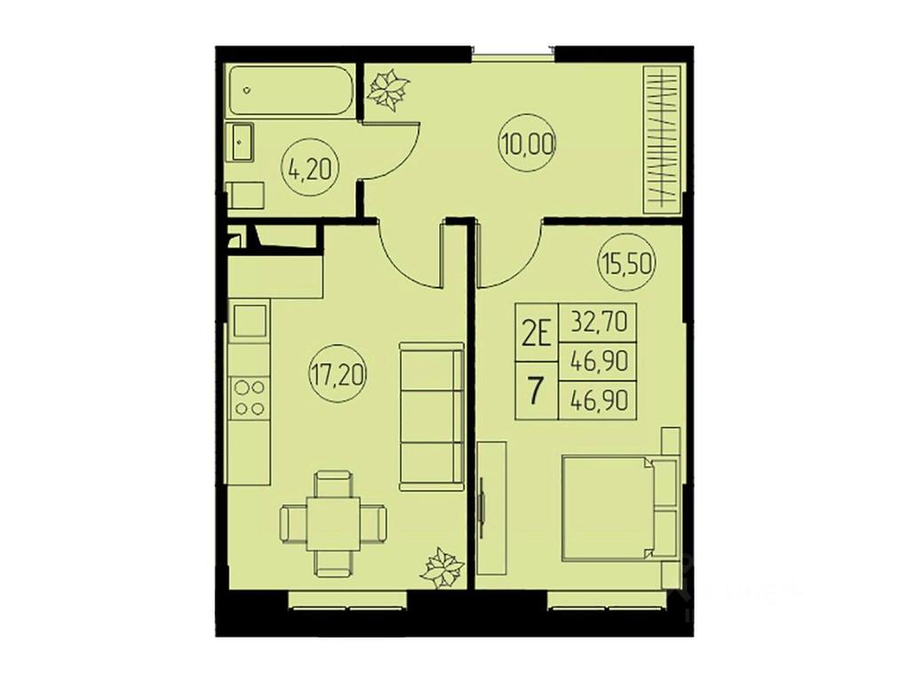 1-BD Apartment Sale, 46.9平方米 at 31 kvartal, Naberezhnaya ulitsa, Pushkino, Moscow Region, Russia #1 1-BD Apartment Sale, 46.9平方米 at 31 kvartal, Naberezhnaya ulitsa, Pushkino, Moscow Region, Russia #1