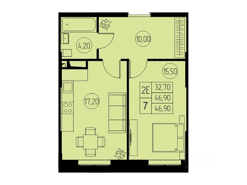 1-BD Apartment Sale, 46.9平方米 at 31 kvartal, Naberezhnaya ulitsa, Pushkino, Moscow Region, Russia #1 1-BD Apartment Sale, 46.9平方米 at 31 kvartal, Naberezhnaya ulitsa, Pushkino, Moscow Region, Russia #1