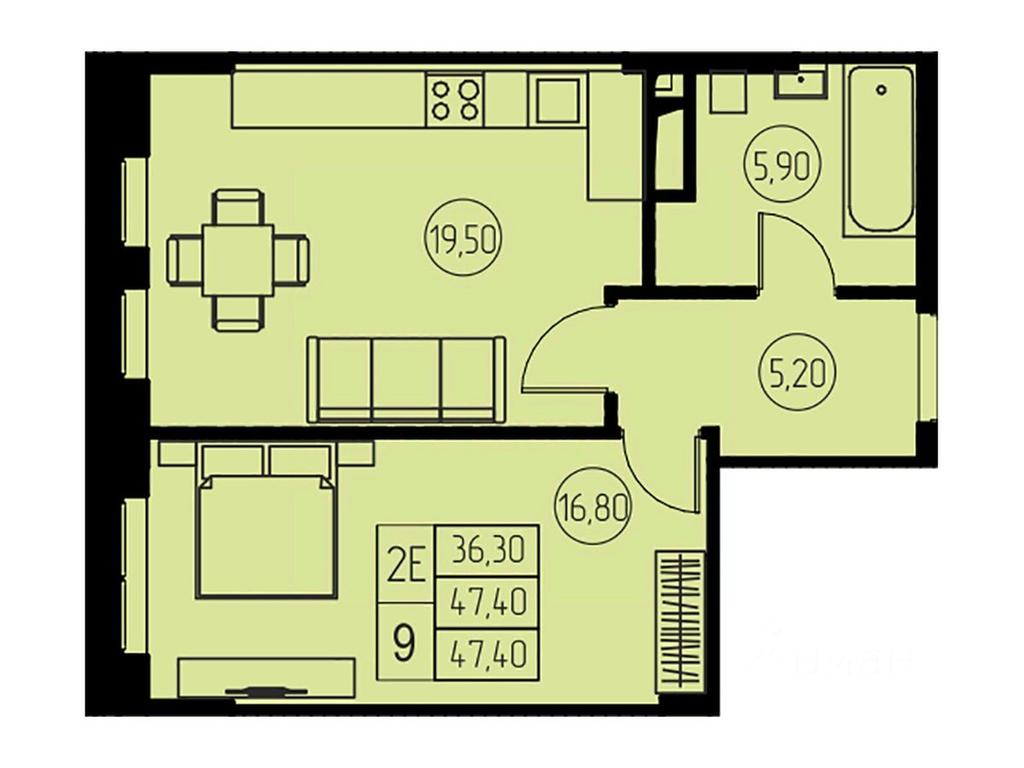 1-BD Apartment Sale, 47.4平方米 at 31 kvartal, Naberezhnaya ulitsa, Pushkino, Moscow Region, Russia #1 1-BD Apartment Sale, 47.4平方米 at 31 kvartal, Naberezhnaya ulitsa, Pushkino, Moscow Region, Russia #1