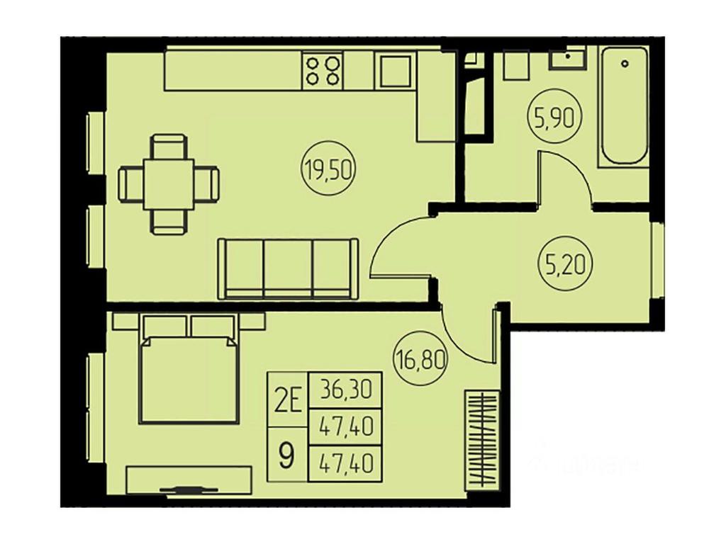 1-BD Apartment Sale, 47.4平方米 at 31 kvartal, Naberezhnaya ulitsa, Pushkino, Moscow Region, Russia #1 1-BD Apartment Sale, 47.4平方米 at 31 kvartal, Naberezhnaya ulitsa, Pushkino, Moscow Region, Russia #1