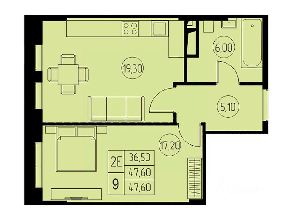 1-BD Apartment Sale, 47.6平方米 at 31 kvartal, Naberezhnaya ulitsa, Pushkino, Moscow Region, Russia #1