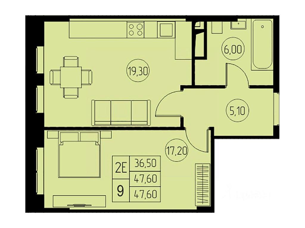 1-BD Apartment Sale, 47.6平方米 at 31 kvartal, Naberezhnaya ulitsa, Pushkino, Moscow Region, Russia #1