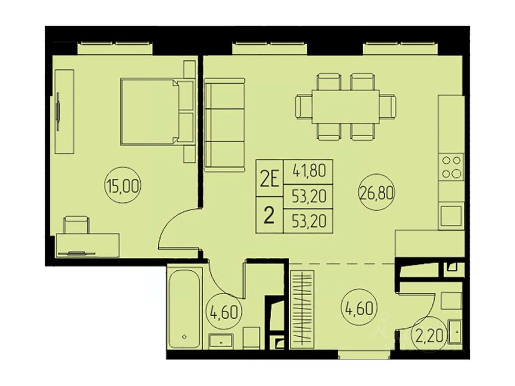 1-BD Apartment Sale, 53.2平方米 at 31 kvartal, Naberezhnaya ulitsa, Pushkino, Moscow Region, Russia #1 1-BD Apartment Sale, 53.2平方米 at 31 kvartal, Naberezhnaya ulitsa, Pushkino, Moscow Region, Russia #1