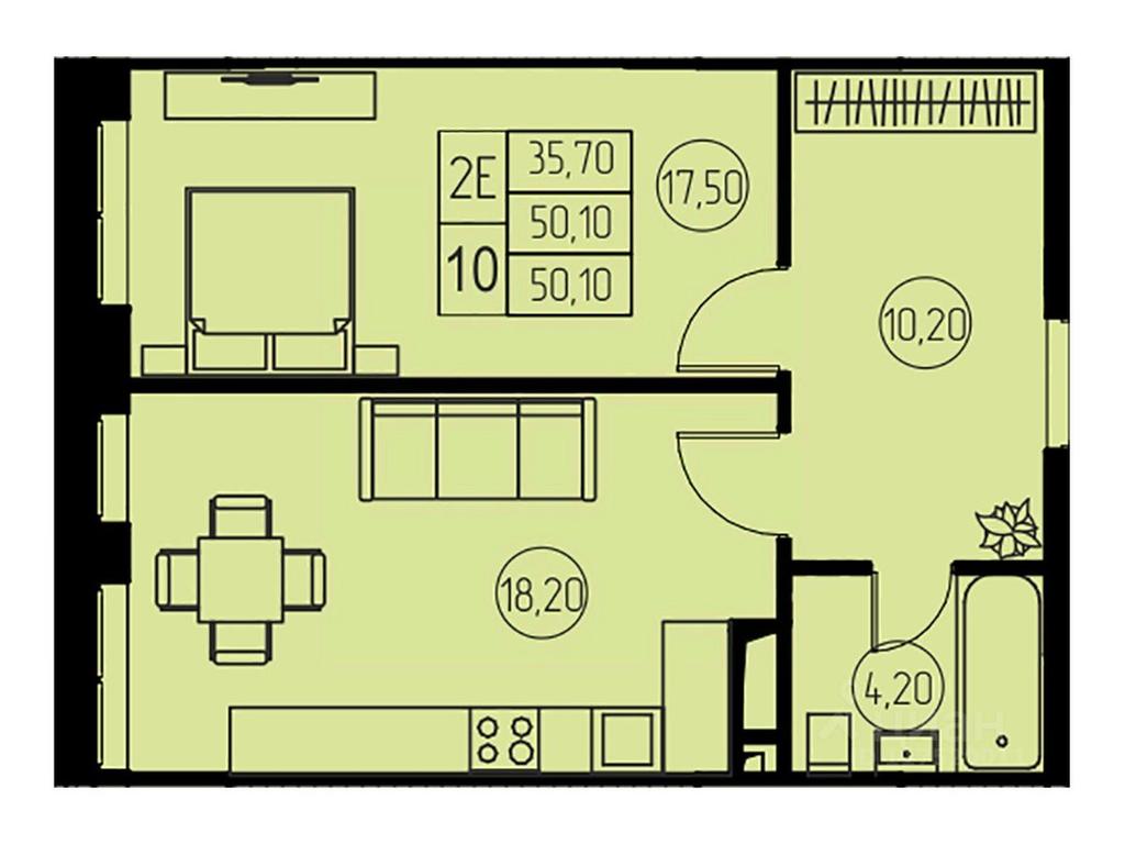 1-BD Apartment Sale, 50.1平方米 at 31 kvartal, Naberezhnaya ulitsa, Pushkino, Moscow Region, Russia #1 1-BD Apartment Sale, 50.1平方米 at 31 kvartal, Naberezhnaya ulitsa, Pushkino, Moscow Region, Russia #1