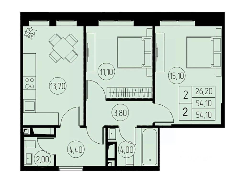 1-BD Apartment Sale, 54.1平方米 at 31 kvartal, Naberezhnaya ulitsa, Pushkino, Moscow Region, Russia #1 1-BD Apartment Sale, 54.1平方米 at 31 kvartal, Naberezhnaya ulitsa, Pushkino, Moscow Region, Russia #1
